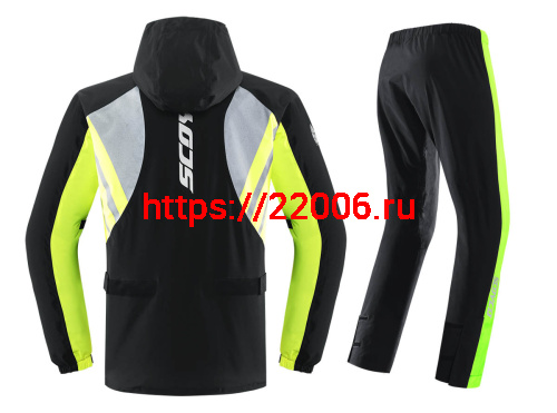 Дождевик SCOYCO RC09 черный с зеленым, р-р 3XL фото 2
