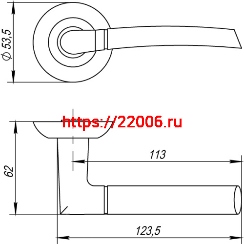 Ручка Punto (Пунто) раздельная R.TL54.ARDEA (ARDEA TL) SN/CP-3 матовый никель/хром фото 3 Ручка Punto (Пунто) раздельная R.TL54.ARDEA (ARDEA TL) SN/CP-3 матовый никель/хром фото 3