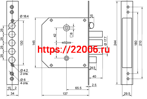 Замок Border (Бордер) врезной сувальдный с задвижкой и защёлкой ЗВ9-6 ПКЗ (прав.), 5 кл. /77411/ фото 2 Замок Border (Бордер) врезной сувальдный с задвижкой и защёлкой ЗВ9-6 ПКЗ (прав.), 5 кл. /77411/ фото 2