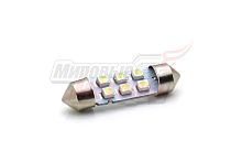 Лампа 12 В T11х36, 6 светодиодов 3528SMD, двухцокольная, подсветки, белая