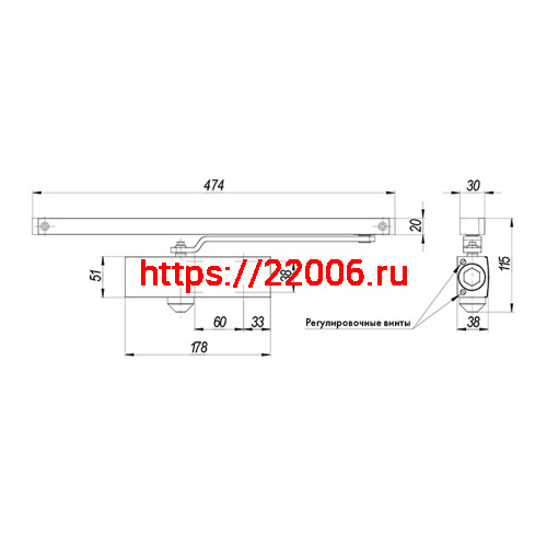 Доводчик Armadillo (Армадилло) дверной со скользящей тягой DCSLIDER85 BL (черный) фото 2 Доводчик Armadillo (Армадилло) дверной со скользящей тягой DCSLIDER85 BL (черный) фото 2