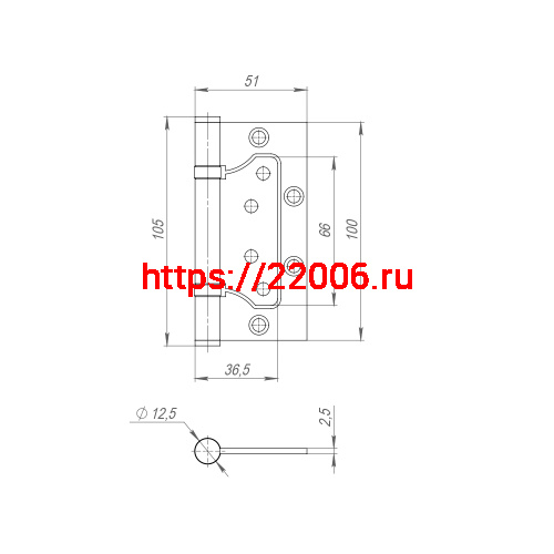 Петля Fuaro (Фуаро) из нержавейки универсальная без врезки IN4500W INOX 304 (500-2BB 100x2,5) фото 3 Петля Fuaro (Фуаро) из нержавейки универсальная без врезки IN4500W INOX 304 (500-2BB 100x2,5) фото 3